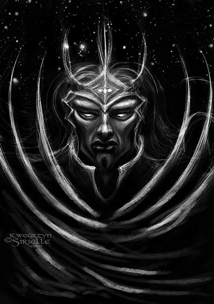 Morgoth of The Silmarillion concept in B&W